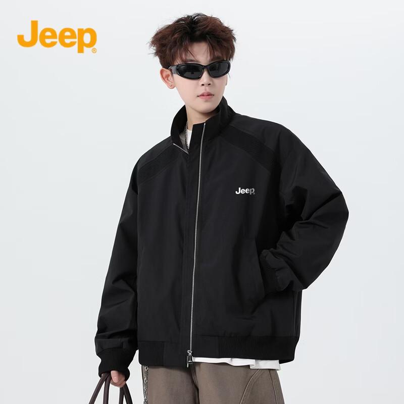 JEEP Men's Casual Stand Collar Windproof Knit Jacket