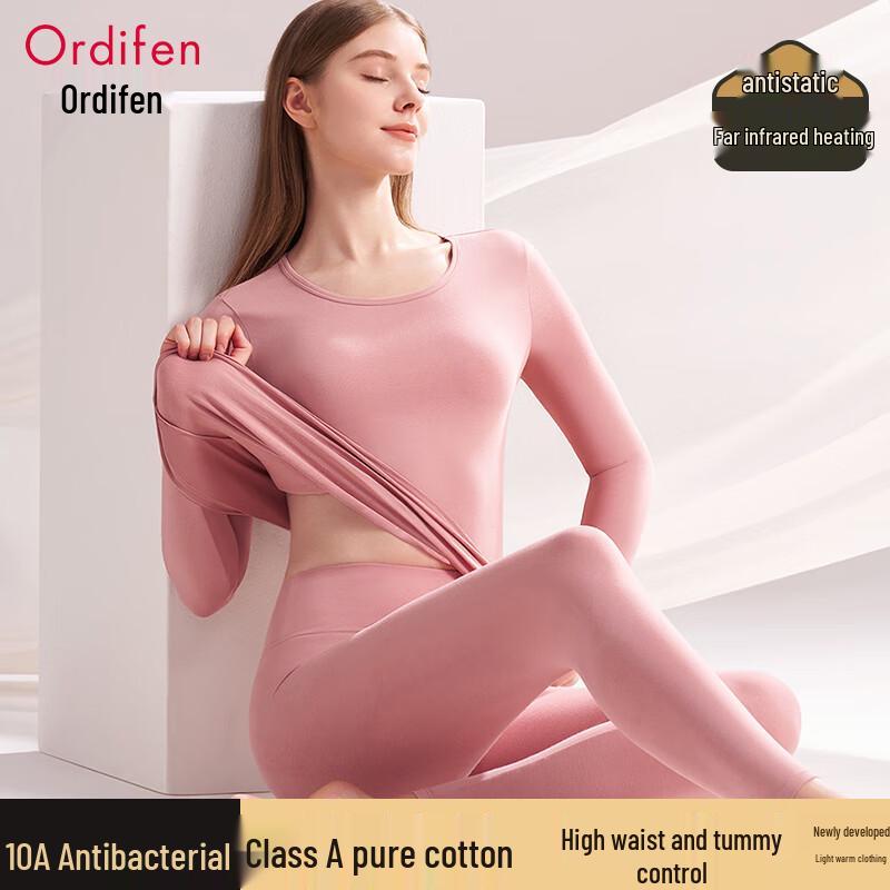 Oudifen Women's 10A Antibacterial Cotton Thermal Underwear Set