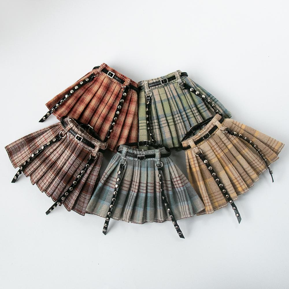 Roupas Blythe Saia Plissada Xadrez Top Tomara-que-caia Vestido de Tule Conjunto Saia com Babados para bonecas Licca Azones Ob22 Ker YMY acessórios