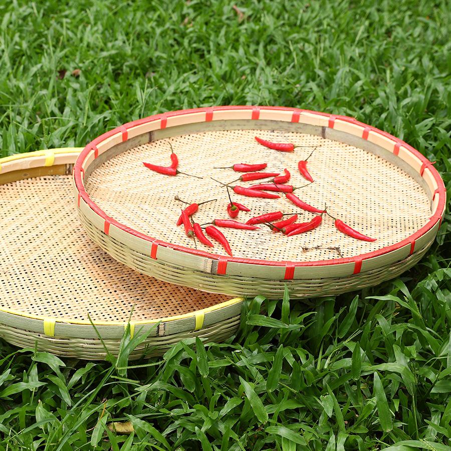 Large Round Bamboo Sieve: Decorative Winnowing Basket for Rice, Drying, and More