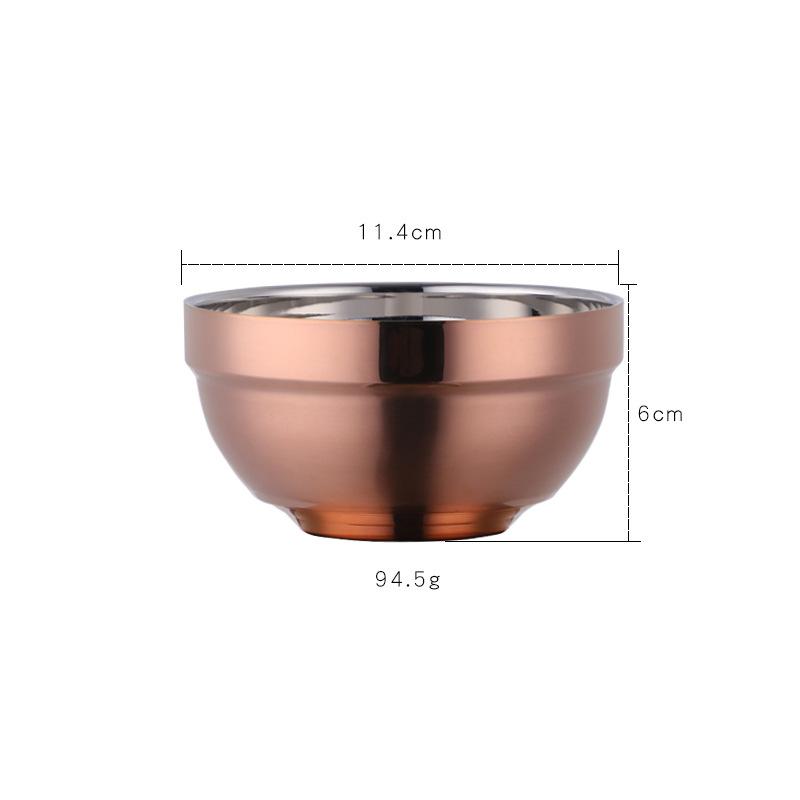 304 Stainless Steel Bowl Double Layer Insulated Rice Bowl Kids Tableware Soup Bowl for School Cafeteria