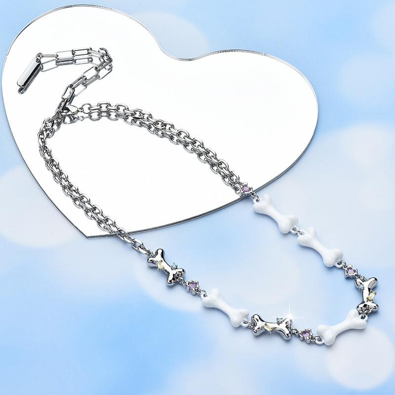 Stylish Individual Multi-bone Design Zircon Neck Chain For Women Trendy Fashion Jewelry