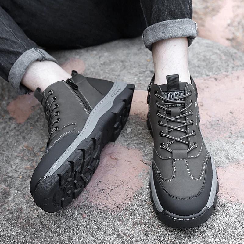 Fashion Men ankle Boots lace up Winter Shoes Mans Footwear Warm Fur Snow Boots Ankle Botas Hombre Winter Boots Men Plush Winter Sneakers