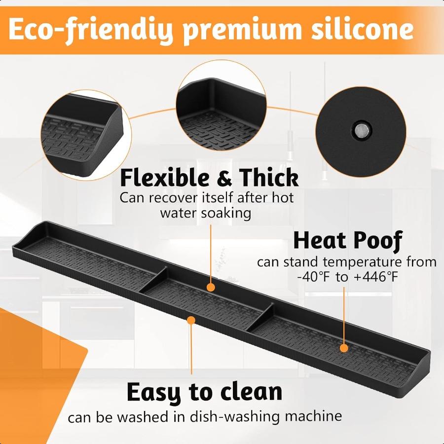 30 Inch Silicone Stove Top Shelf Magnetic for Kitchen Gadgets Soft Flexible Strong Magnetic Heat Resistant Spice Rack Kitchen O