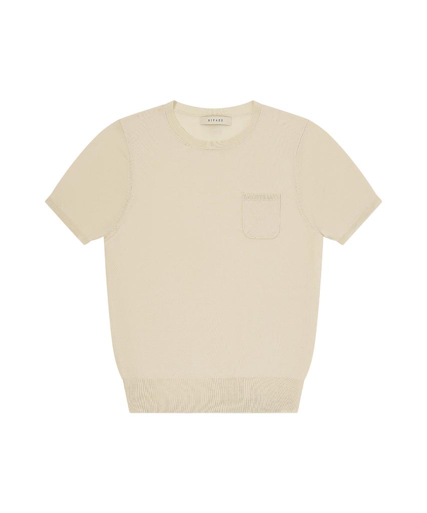 Siyajyu Sikn2188 Fluid Pocket Short Sleeve Knit_Skin Beige