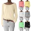 Women's Fashion Solid Color Knitted T-Shirt Tops Bottoming Shirt