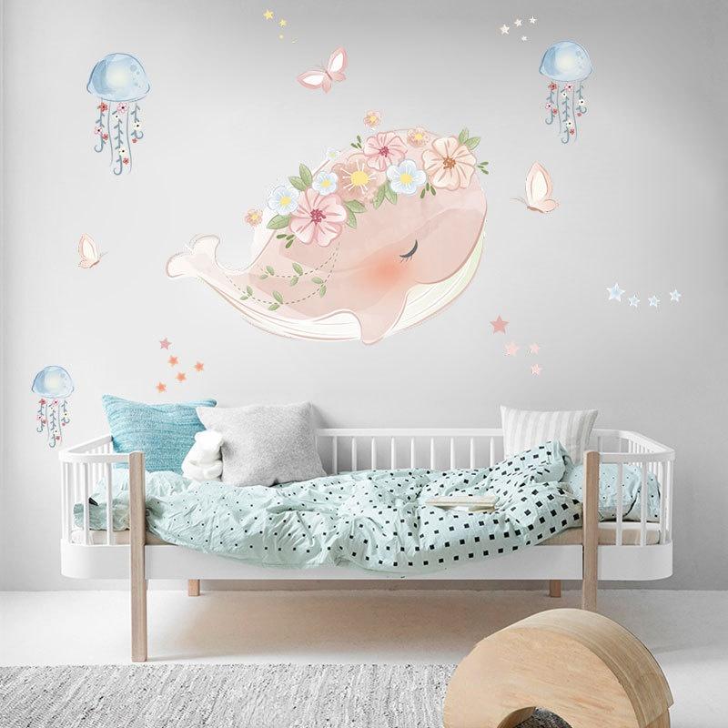 Tapeta na tapetu Nový roztomilý růžový věnec Medúza Nálepka na stěnu Dětské pokoje Ložnice Dekorace do obývacího pokoje