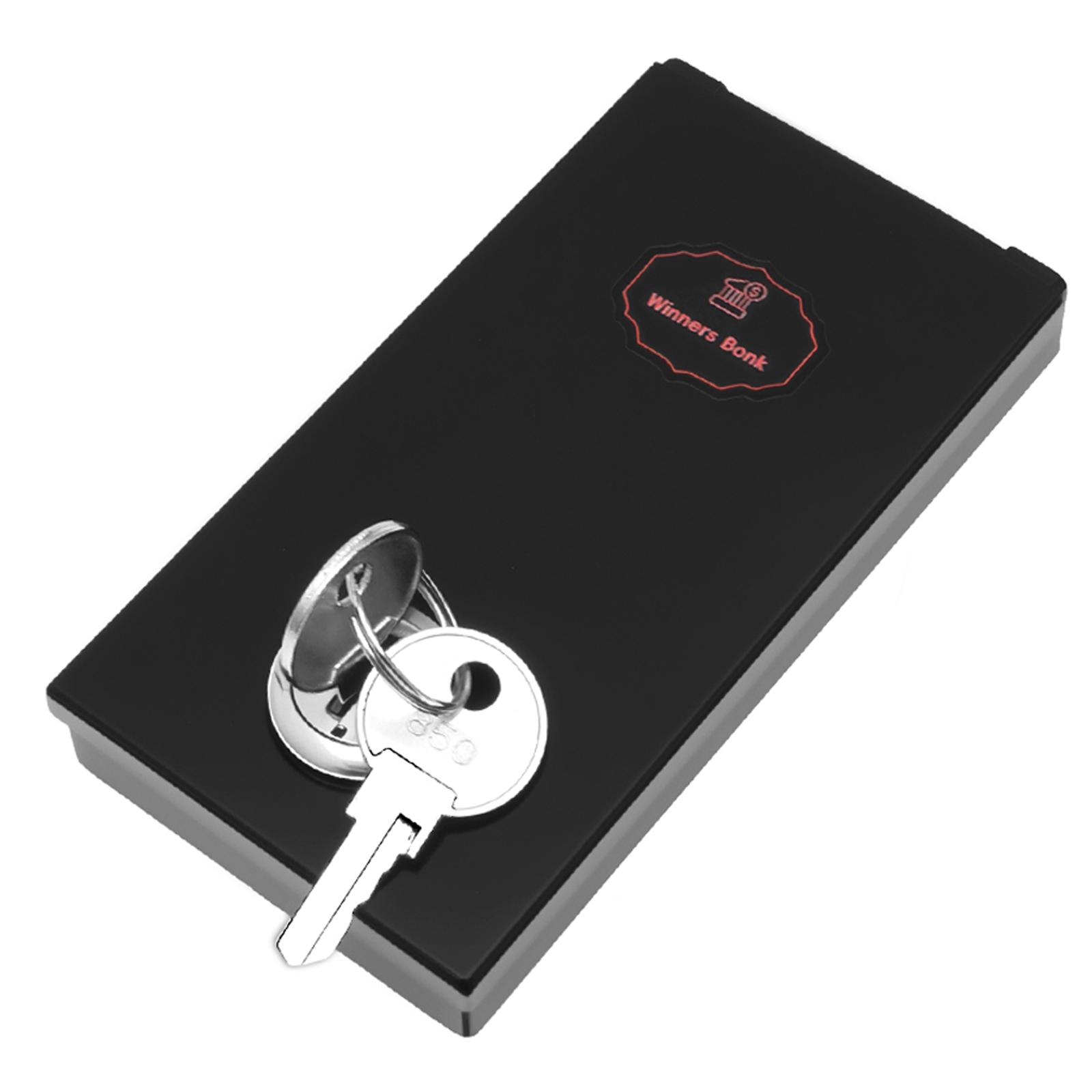 

Gamblers Cash Box Portable Winners Bank Metal Safe Casino Money Lock Pocket with Key Go Home Money Black Metal Box чёрный