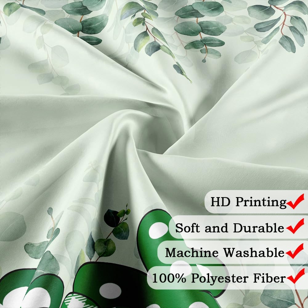 St Patrick s Day Shower Curtain,Sage Green Leaves Shower Curtain for Bathroom,Lucky Clover Shamrocks Shower Curtain,Fabric Waterproof Home Bathtub