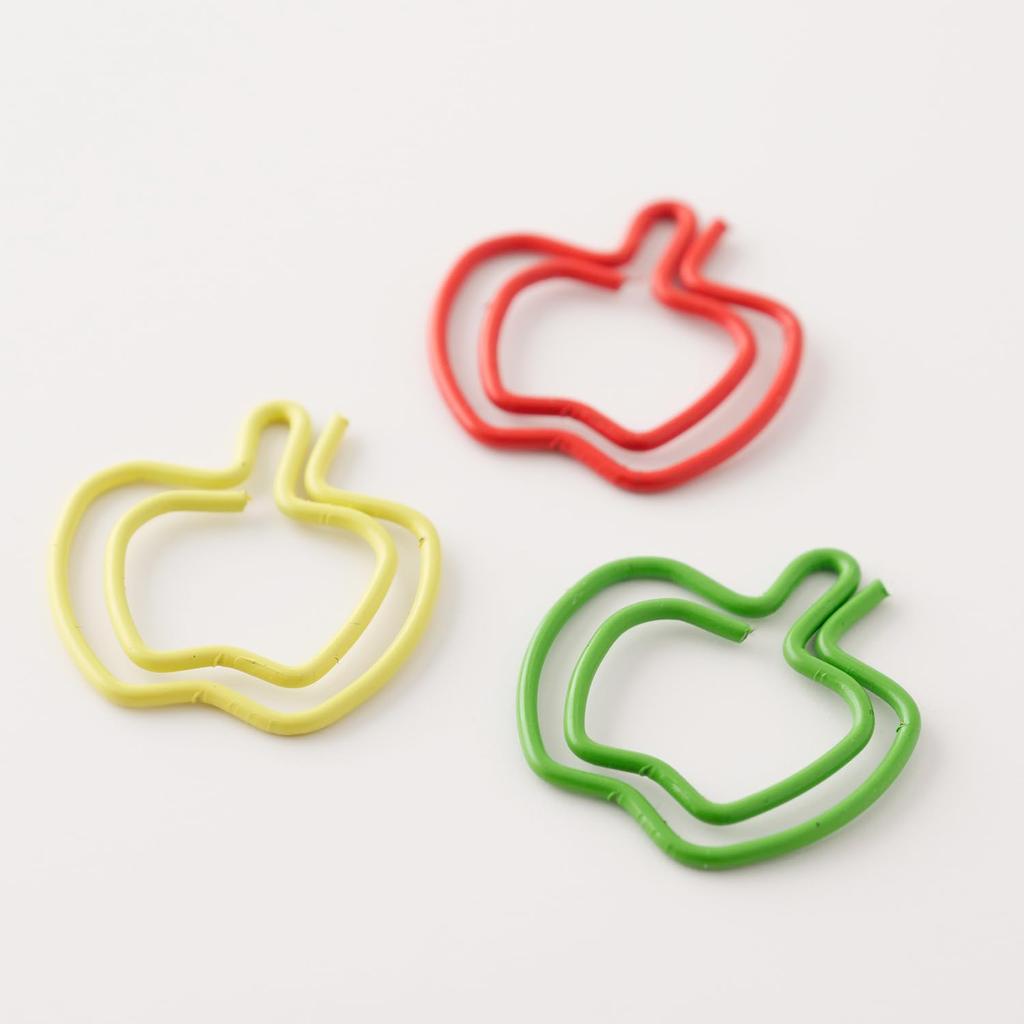 Apple Paper Assorted Paper Clips for Document Slip-On Clips, 15-Piece Pack, Apple-Shaped Organizing, SZG-3810