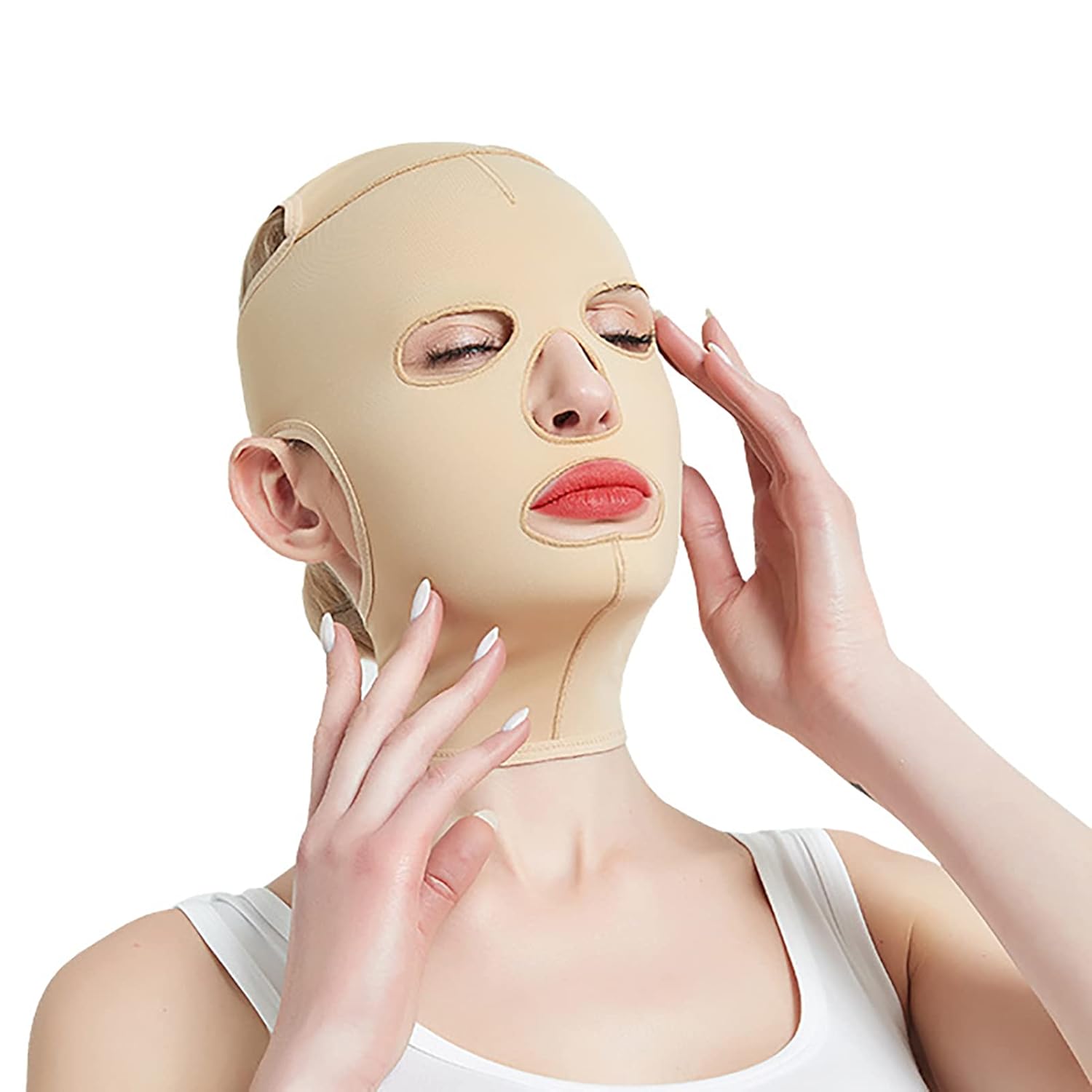 Full Face Strap, V Line Cheek Chin Slimming Belt Strap, Facial Massage Shaper, Reusable Breathable, Thin Facial Massage Shaper (L)