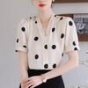 La Chapelle Women's Polka Dot V-Neck Shirt
