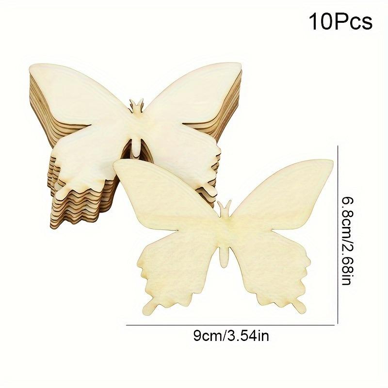 10Pcs Wooden Butterfly Unfinished Wood Butterflies for Crafts Blank Slices Cutouts for Painting DIY Unfinished Wooden