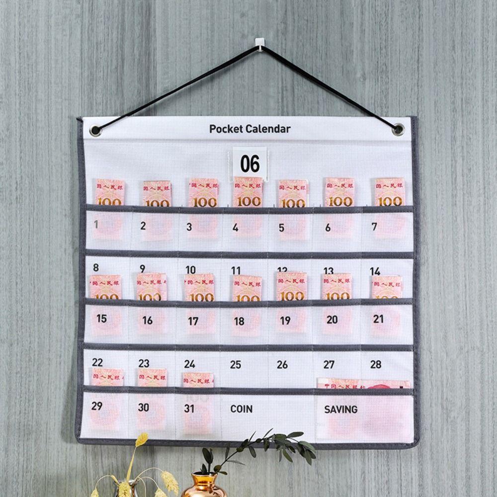 Nuevo Calendario Mensual Calendario de Bolsillo Montado en la Pared Tela No Tejida Bolsa de Almacenamiento Numerada con Bolsillos Estuche para Calendario Duradero