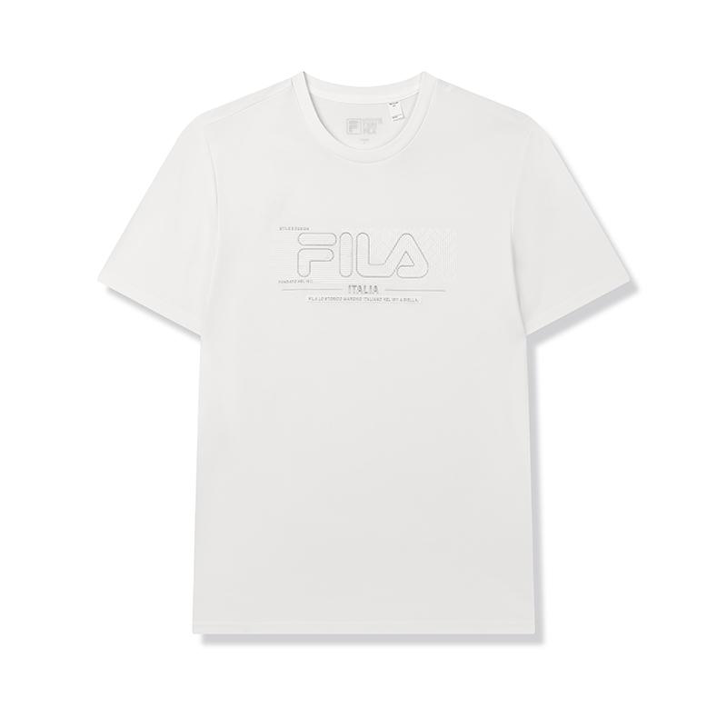 Fila White Series Simple Comfortable Versatile Knitted Short Sleeve T-Shirt Men Tops F11M523101F-WT