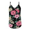 Kvinner V-hals Floral Tank Tops Dame Sommerferie Uformell Løs Vest T-skjorte