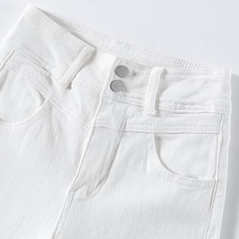 GMXIA Modne damskie spodnie i spodnie capri z wysokim stanem, na co dzień w jednolitym kolorze