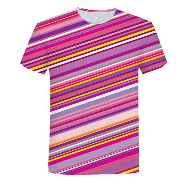 Summer 3D T Shirt Print Short Sleeve Striped Print Men T Shirt O Neck Men Harajuku XS-6XL