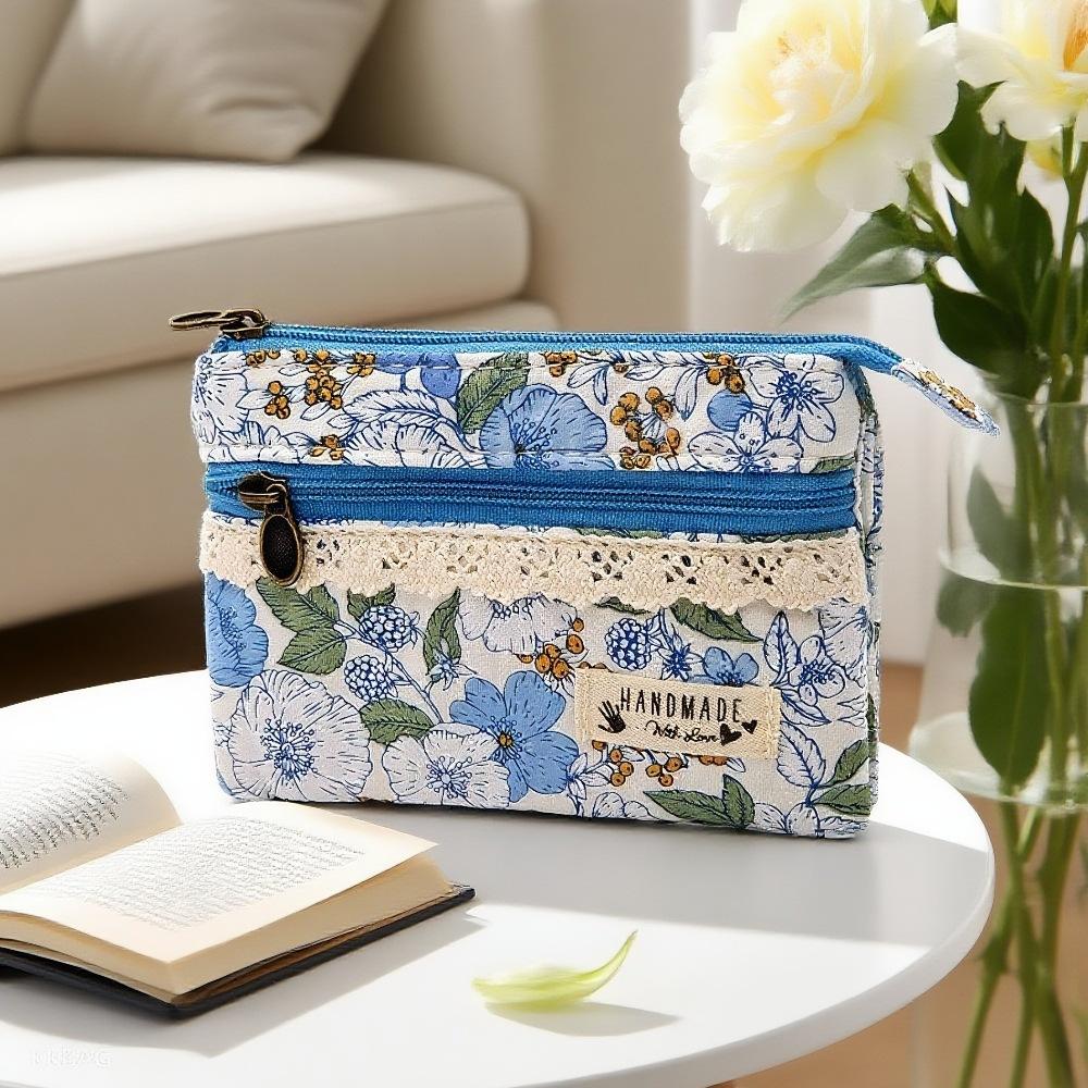 

Очаровательный мини-кошелек с цветочным узором, подходит для женщин, компактная многосекционная монетница на молнии