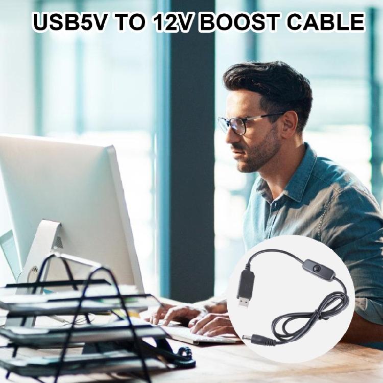 USB 5V to DC12V Adapter Converter Cable USB to DC5.5x2.1mm for Routers Small Fan WIFI Charging Bank Connector