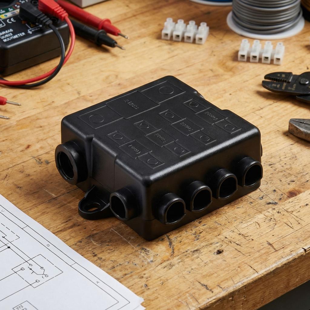 Multi Circuit Fuse Box for 12V/24V Applications 5 Way Power Protection with Secure Mounting Holes and Enhanced Safety Features
