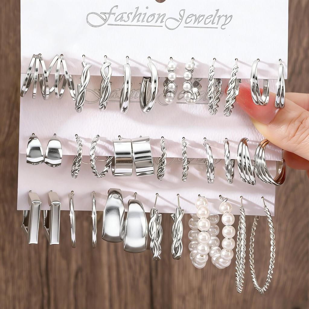 European & American C-Shaped Metal Texture Ear Cuff: Women's Retro Twist Earring Set (6-Piece).