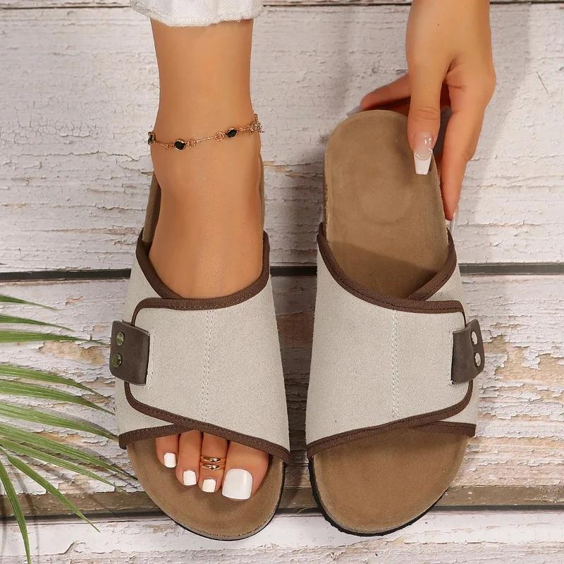 Fashion Female Shoes On Sale 2024 New Open Toe Women's Slippers Summer Rome Mixed Colors Outdoor Casual Beach Flat Large Size Slippers