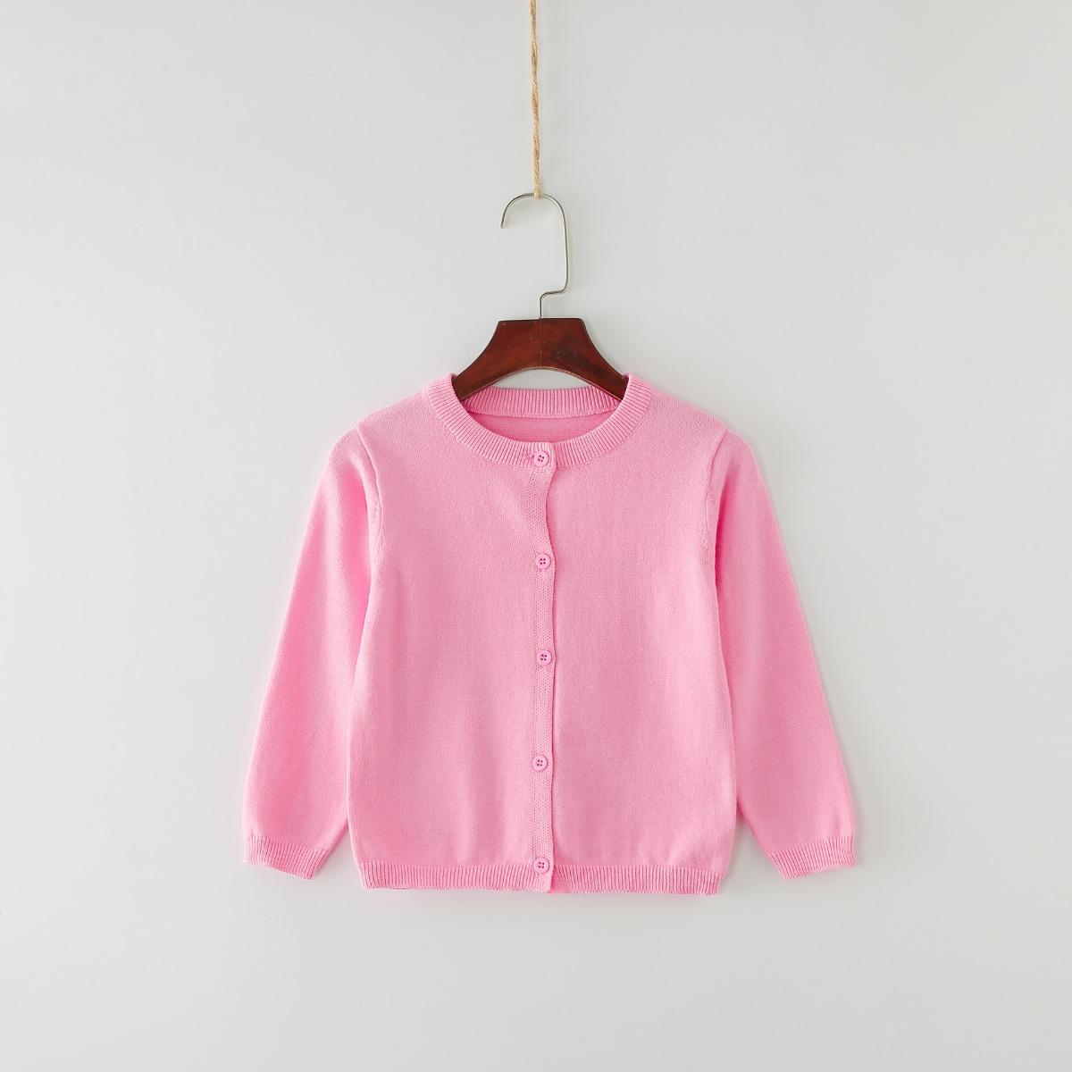 Весенне-осенний свитер, кардиган конфетного цвета, однотонный маленький кардиган, детское пальто, свитер 80cm розовый