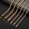 Rock Twisted Rope Chain Gold Plated Chunky Chain Hip Hop Chain Necklace  For Women Men