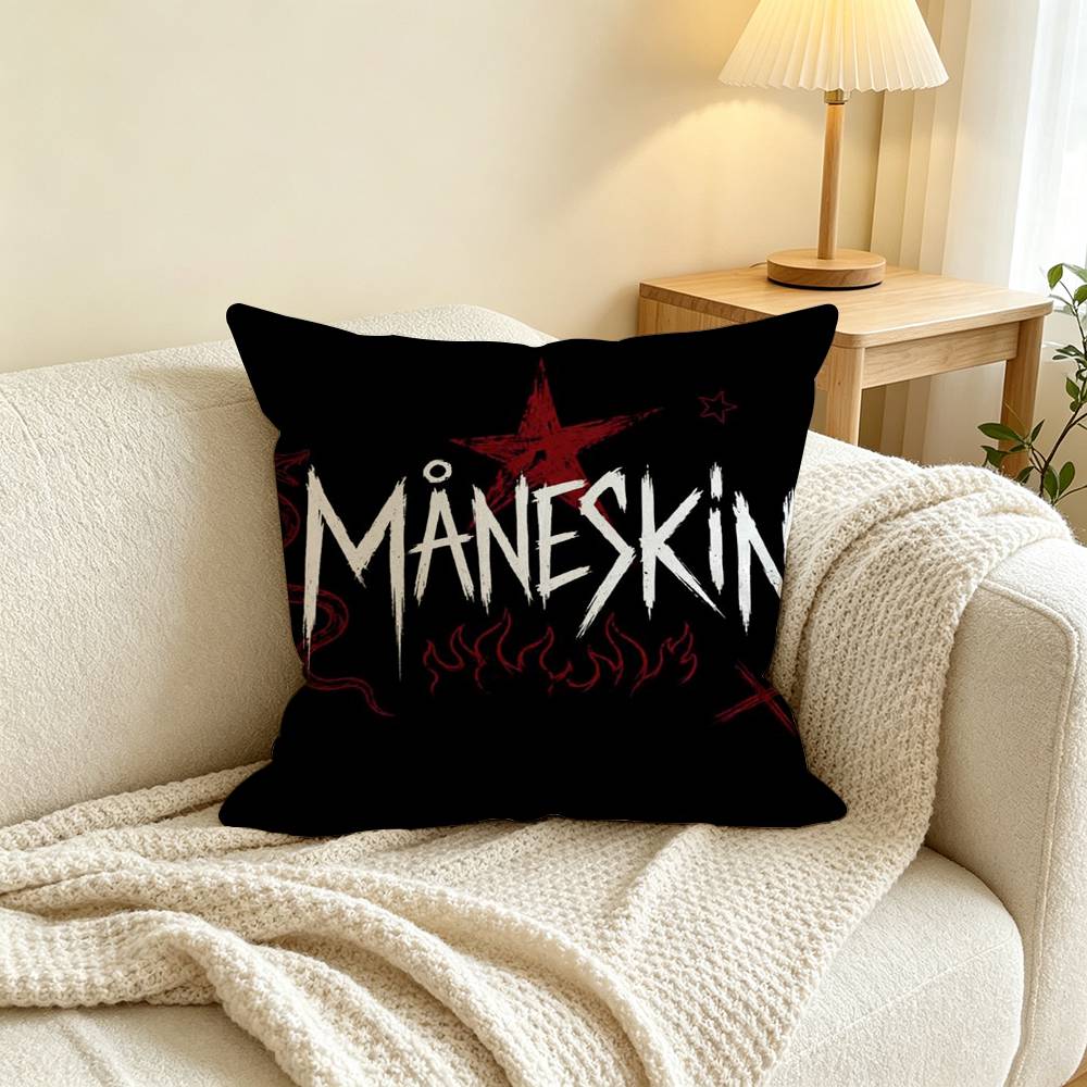 Rock Music Band M-Maneskin Pillow Case Square Double-Sided Sofa Cushion Cover Bedroom Bedside Pillow