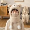 Childrens Thick Plush Protective Hat Kids Winter Balaclava Hat, Cute Bear Ear Face Mask Fun Toddler Bonnet Squeaky Tail, Fuzzy Windproof Ski