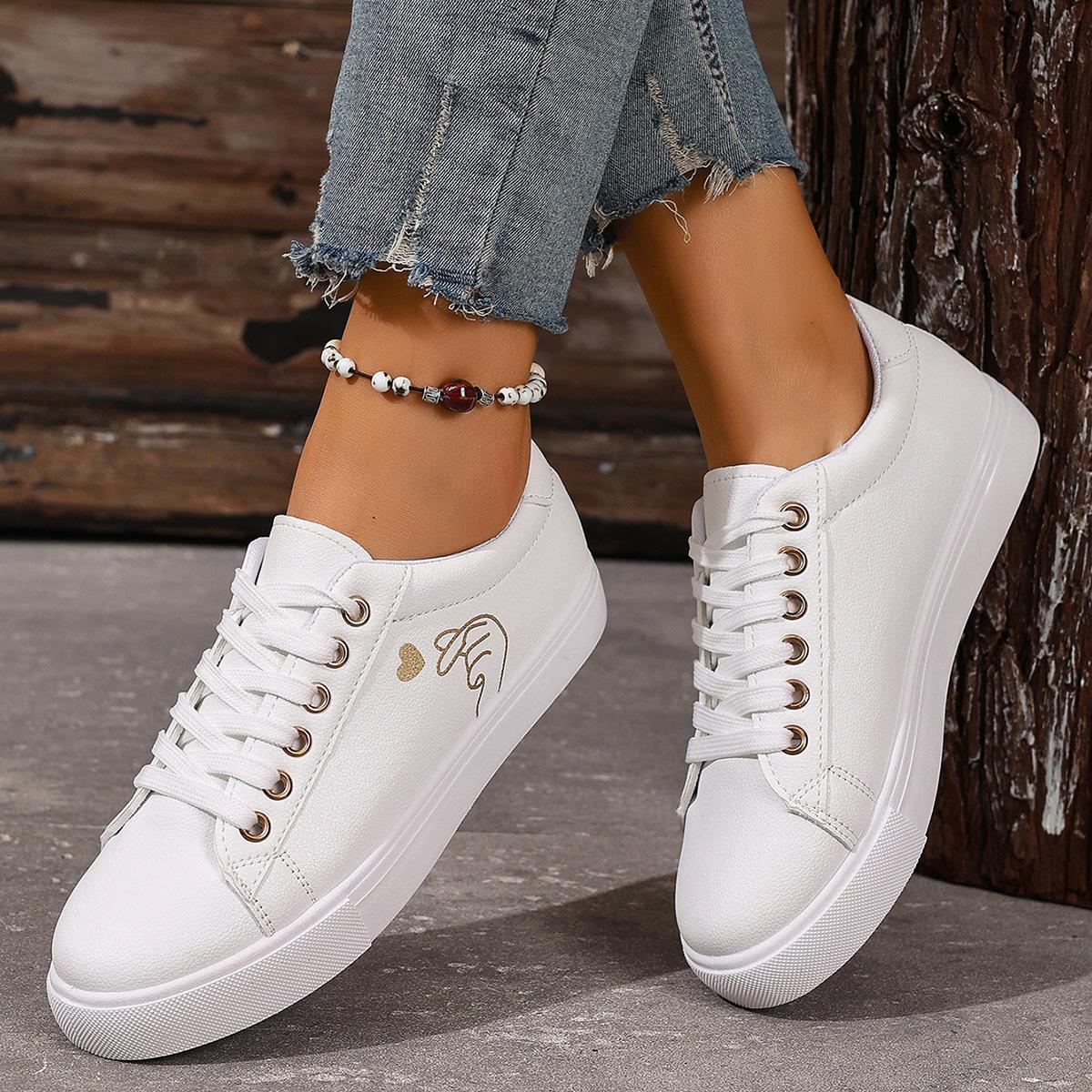 

Men Women Summer Spring Autumn Casual Sports Sneakers Breathable Comfortable LaceUp New White Red Suitable for Sports Activities and Daily Wear 37