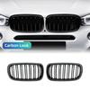 Gloss Black Carbon Style Front Kidney Double Slat Grill GrilleFor BMW X5 F15 X6 F16 X5M F85 X6M F86 Car Accessories