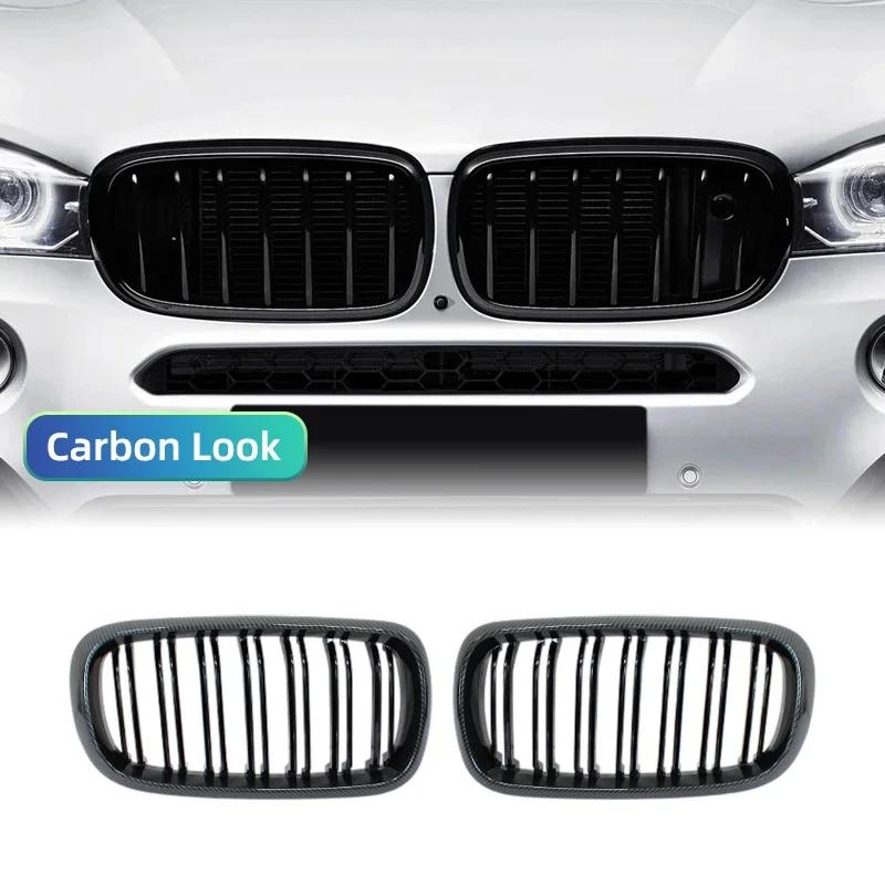 Gloss Black Carbon Style Front Kidney Double Slat Grill GrilleFor BMW X5 F15 X6 F16 X5M F85 X6M F86 Car Accessories