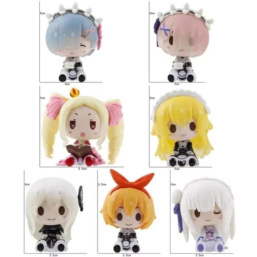 Cute Re Zero Rem Figure Mini Emilia Ram Statue Kawaii Anime Re:Zero Figurine Sculpture Home Decoration Ornament Desk Accessories