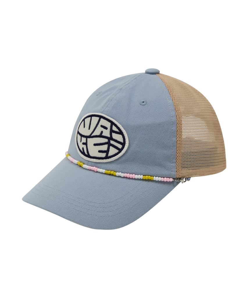 WAIKEI Detachable Bead String Mesh Ball Cap Sky Blue
