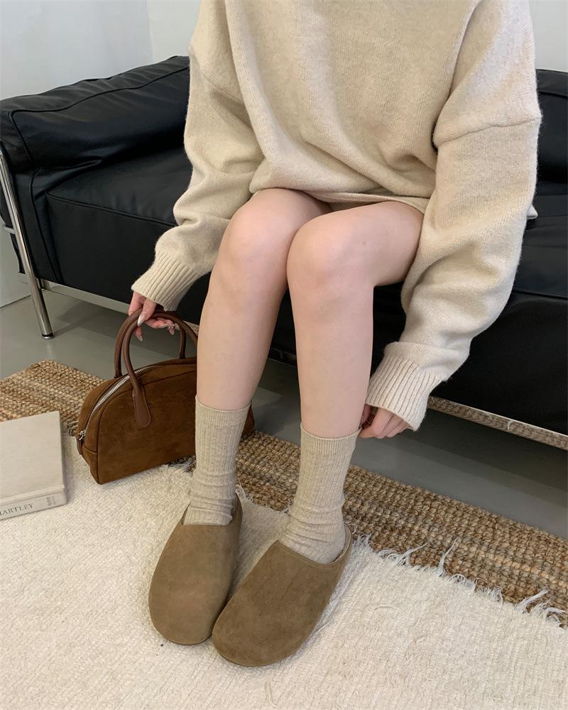 

Ретро черные замшевые лоферы на плоской подошве, женская обувь 2025 новая весна-осень, французский британский стиль, маленькие кожаные туфли 39 хаки