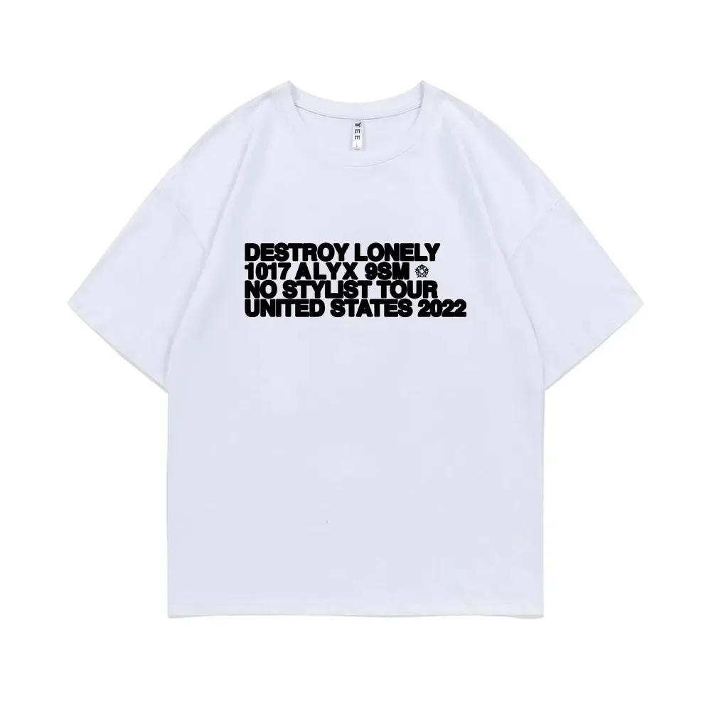 Rapper Destroy Lonely Alyx Print Tshirt Mens Oversized Cotton Short Sleeve Tees Men Hip Hop Rap Style T-shirt Man Street T Shirt