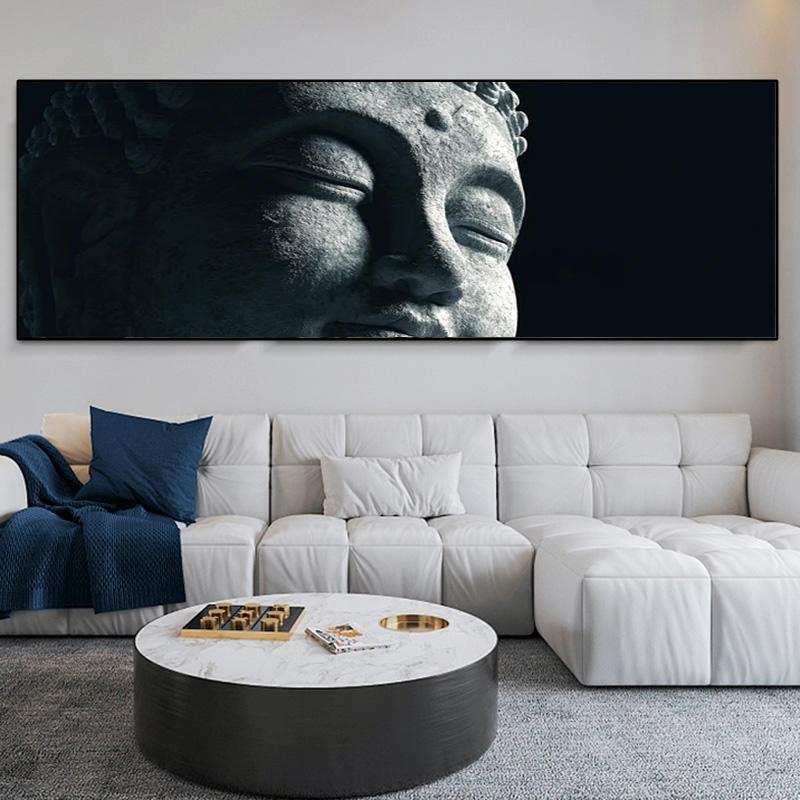 Buddha Statue Pictures Canvas Painting Figure Bamboo Water Lotus Posters and Prints Wall Art for Living Room Home Decor No Frame