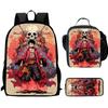 One Piece 15-Inch Mochila 3 Pcs Lightweight Adjustable Cartoon School Backpack With Lunch Bag Pencil Case For Children Ages 6-10