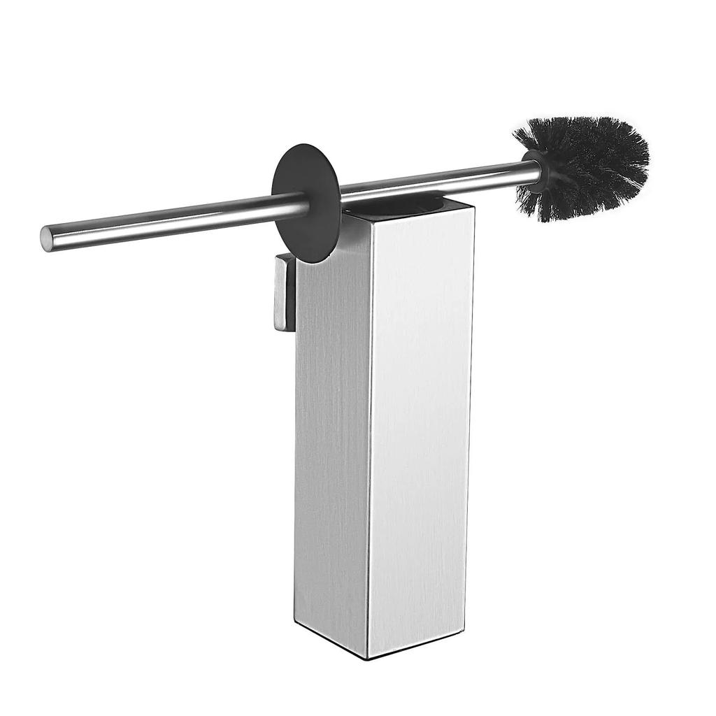 Black Toilet Brush Holder with Brush SUS304 Chrome Bathroom Toilet Scrub Cleaning Brush Holder Set