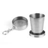 Stainless Steel Collapsible Cup Portable Travel Retractable Folding Cup Camp with Keychain for Outdo