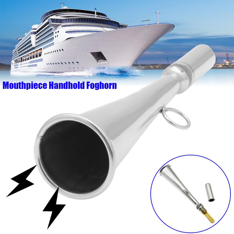 ZMFJH Marine Boat Handheld Foghorn Stainless Steel Fog Horn Removable Mouthpiece Accessory Yacht Marine Safety Communication
