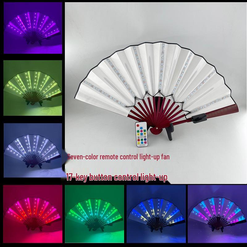 Rose Lace Edge LED Folding Fan - Wedding Gift & Dance Prop