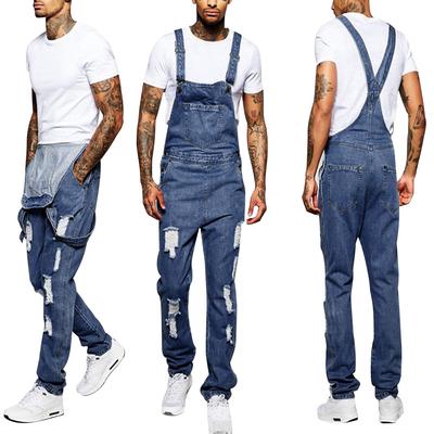 Korean Summer Men Hole Overall Suspender Trousers Jumpsuit Pants Slim Shorts NEW
