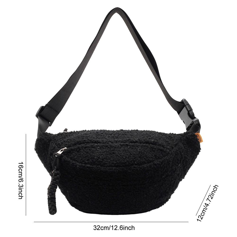 Women Fleece Sherpa Chest Bag Small Size Fanny Pack Trendy Shoulder Bag Cute Waist Pouch Sling Bum Bag Travel Crossbody Bags