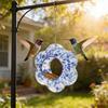 Colorful Glass Bird Feeder Outside Hanging Fly Through Bird Feeder Flower Shape Birdfeeder for Blue Jay Finch Garden Decor