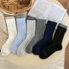 Gray Socks Stacking Socks Fleece Thickened Warm Wool Socks Color Matching Double-Layer Cashmere Medium Tube Socks