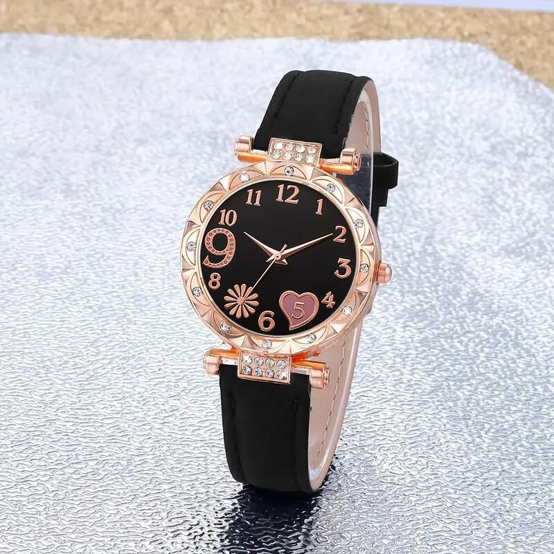 2 pieces and 1 piece cute, fashionable, elegant, sparkling rhinestone PU leather watch for ladies