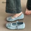 Fashion Ballet Flats Mary Jane Shoes Women's Spring Autumn 2025 Vintage Versatile Bowknot Slip-On Mid Heel Pumps Women Casual Shoes